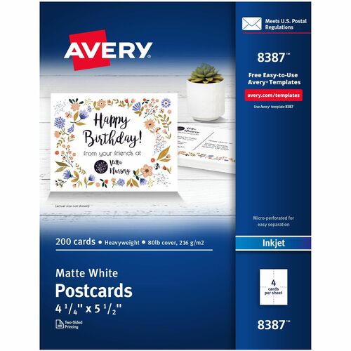 Avery® AVE8387 Invitation Card - 5.50" X 4.25" - Matte - 200 / Box - White
