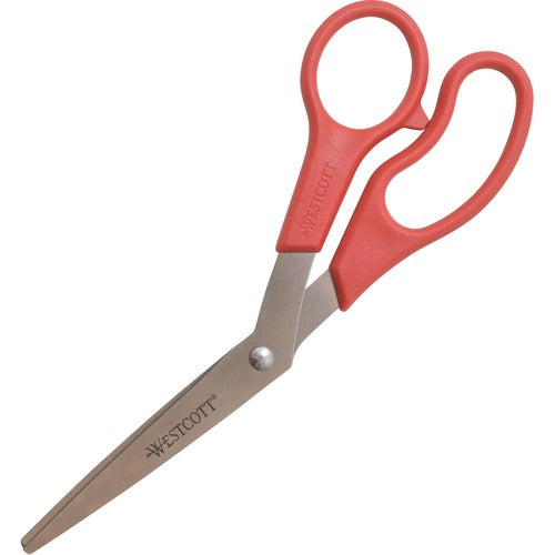 Westcott ACM10703 Westcott Value Scissors - 3.50" Cutting Length - 8" Overall Length - Bent - Bent-Left/Right - Plastic, Stainless Steel - Stainless Steel