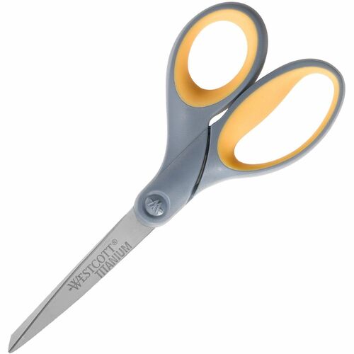 Westcott ACM13526 Westcott Titanium Bonded Scissors - 3" Cutting Length - 7" Overall Length - Straight - Straight-Left/Right - Gray/Yellow