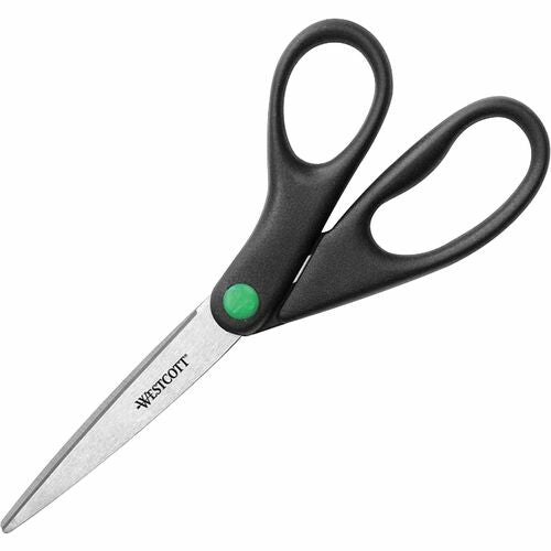 Westcott ACM41418 Westcott Kleenearth Recycled Scissors - 3.25" Cutting Length - 8" Overall Length - Pointed - Straight-Left/Right - Plastic, Stainless Steel - Black
