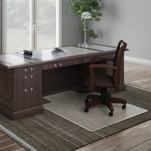 Deflecto DEFCM17233 Beveled Edge Chair Mat - Carpeted Floor - 53" Length X 45" Width X 0.33" Thickness - Lip Size 12" Length X 25" Width - Vinyl - Clear