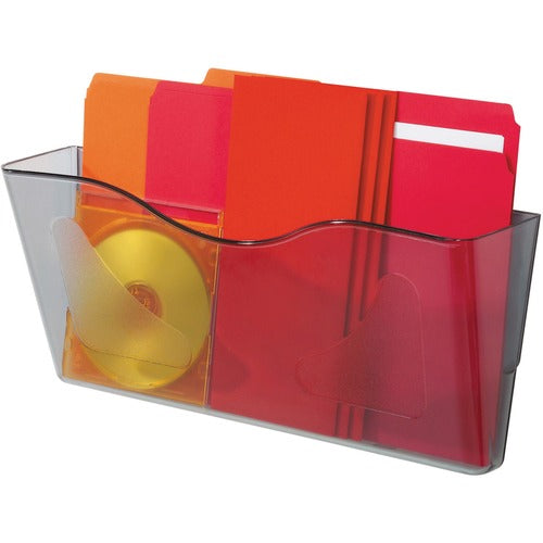 Deflecto DEF63102 Docupocker Landscape Wall Pocket - 1 Pocket(S) - 7" Height X 15" Width X 4" Depth - Wall Mountable - Smoke - Plastic - 1Each