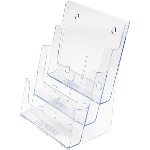 Deflecto DEF77301 3-Tier Literature Holder - 3 Compartment(S) - 3 Tier(S) - 12.6" Height X 9.5" Width X 8" Depth - Desktop, Wall Mountable - Clear - Plastic - 1Each