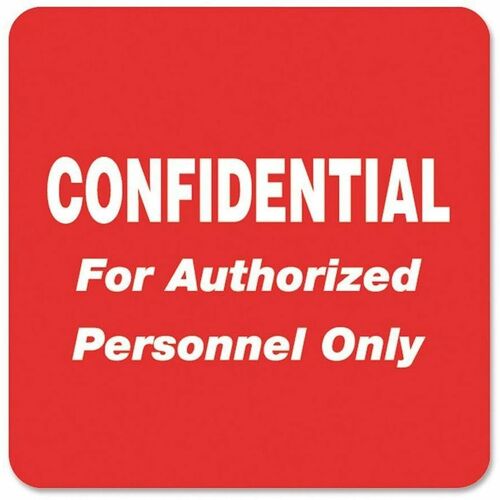 Tabbies TAB40570 Confidential Label - 2" Width X 2" Length - 500 / Roll - Rectangle - Red - 500 / Roll