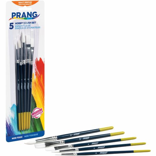 Prang DIX94005 Dixon Multipurpose Hobby Brush - 5 Brush(Es) - Assorted - Aluminum Ferrule - Wood Handle - Red