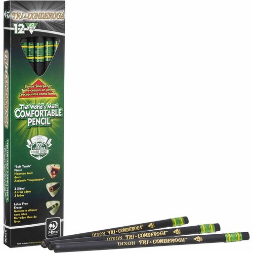 Ticonderoga DIX22500 Tri-Conderoga Wood-Cased Pencils with Sharpener