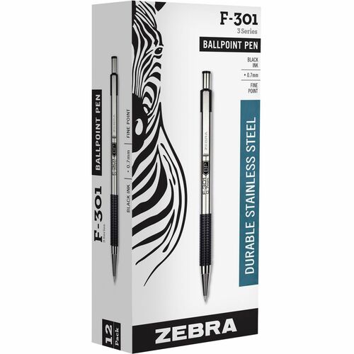 Zebra ZEB27110 STEEL 3 Series F-301 Retractable Ballpoint Pen
