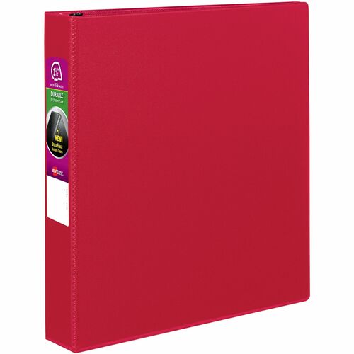 Avery® AVE27202 Durable Reference Binder - 1 1/2" Binder Capacity - Letter - 8 1/2" X 11" Sheet Size - 275 Sheet Capacity - 3 X Round Ring Fastener(S) - 4 Pocket(S) - Red - Recycled - 1 Each