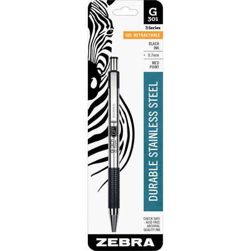 Zebra ZEB41311 STEEL 3 Series G-301 Retractable Gel Pen