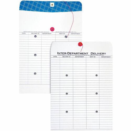 Quality Park QUA63663 Inter-Office Envelopes - Interoffice - #13 1/2 - 10" Width X 13" Length - String/Button - 100 / Box - White