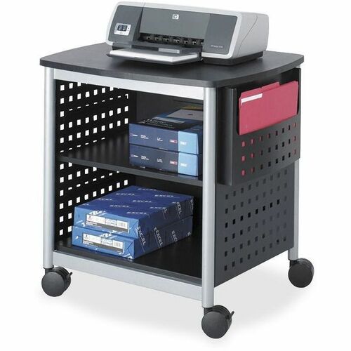 Safco SAF1856BL Scoot 1856Bl Printer Stand - 200 Lb Load Capacity - 1 X Shelf(Ves) - 26.5" Height X 26.5" Width X 20.5" Depth - Floor - Laminate, Powder Coated - Steel - Black, Silver