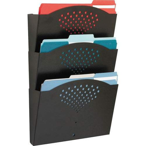 Safco SAF3172BL Steel Wall Pocket - 3 Pocket(S) - 18" Height X 12" Width X 3.5" Depth - Wall Mountable - Black - Steel - 1Each