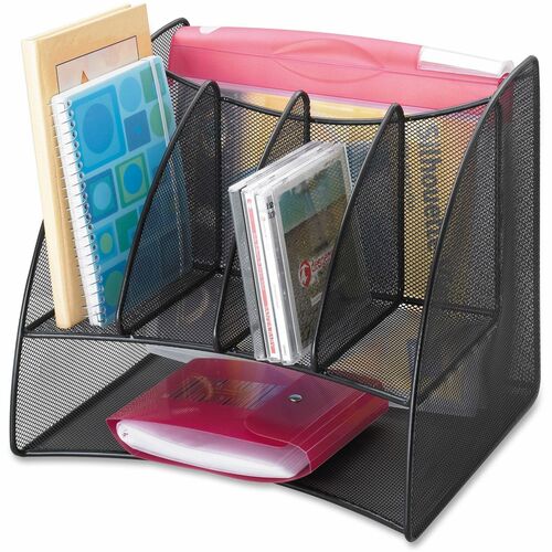 Safco SAF3261BL Mesh Corner Organizer - 13" Height X 15" Width X 11" Depth - Desktop - Black - Steel - 1Each