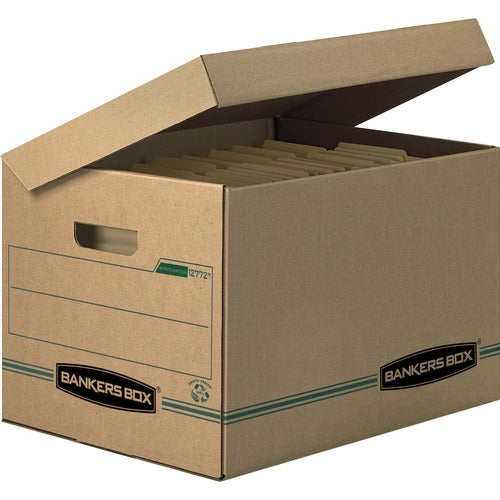Bankers Box FEL12772 Recycled Systematic-Letter/Legal-Internal Dimensions:12" Width X 15" Depth X 10" Height-External Dimensions:12.5" Width X 16" Depth X 10.8" Height-Media Size Supported:Letter,Legal-Flip Top Closure-Basic Duty-Stackable-Kra
