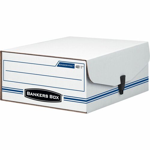 Bankers Box FEL48110 Liberty Binder-Pak-Internal Dimensions:9.13" Width X 11.38" Depth X 4.38" Height-External Dimensions:9.8" Width X 11.9" Depth X 4.8" Height-Ring Lock Closure-Corrugated Paper-White,Blue-For Check,Voucher Slip,Document