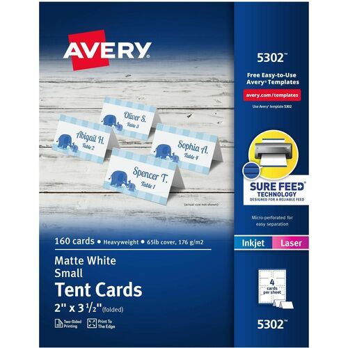 Avery® AVE5302 Tent Card - 2" X 3.50" - 160 / Box - White