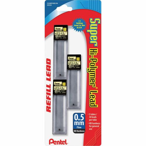 Pentel PENC25BPHB3K6 Super Hi-Polymer Leads