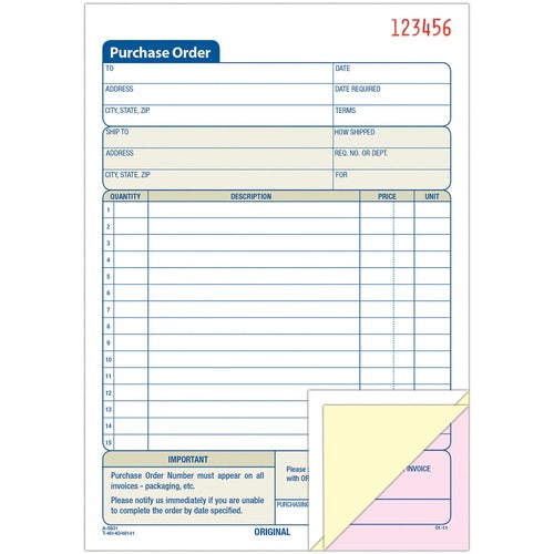 Adams ABFTC5831 3-Part Carbonless Purchase Order Forms