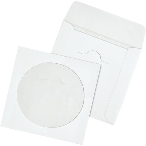 Quality Park QUA77203 Tech-No-Tear Cd/Dvd Sleeve - Cd/Dvd - 4.88" Width X 5" Length - Paper - 100 / Box - White