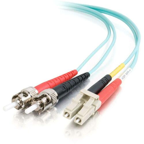 C2G CGO36121 1m LC-ST 10Gb 50/125 OM3 Duplex Multimode PVC Fiber Optic Cable - Aqua