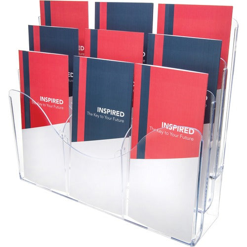 Deflecto DEF47631 Three Tier Document Organizer With Dividers - 9 Compartment(S) - 6 Divider(S) - 3 Tier(S) - 11.5" Height X 13.4" Width X 3.5" Depth - Desktop, Wall Mountable - Clear - 1Each