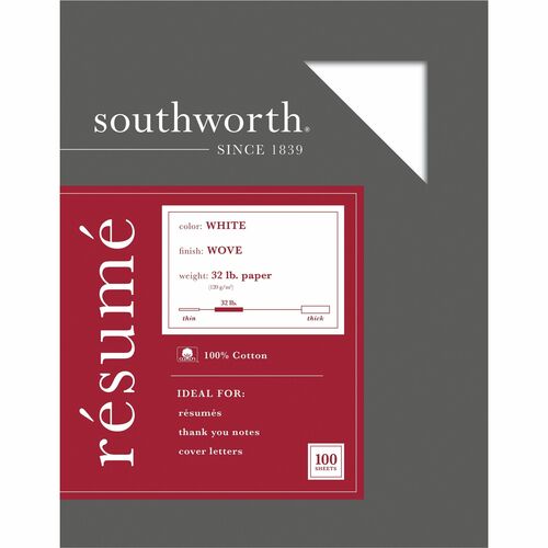 Southworth SOURD18CF Copy & Multipurpose Paper - Letter - 8.50" X 11" - 32 Lb Basis Weight - Recycled - 100% Recycled Content - Wove - 100 / Box - White
