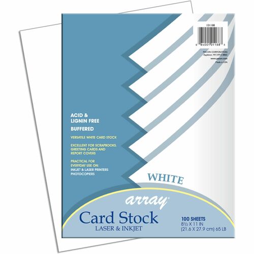 Pacon PAC101188 Array Printable Multipurpose Card - Letter - 8.50" X 11" - 65 Lb Basis Weight - Recycled - 100% Recycled Content - 100 / Pack - White