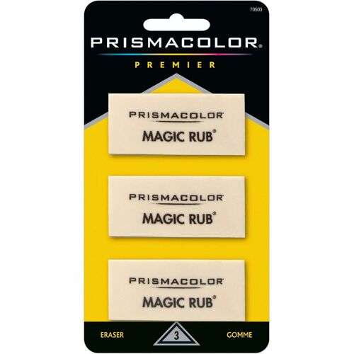 Prismacolor SAN70503 Magic Rub Eraser - Lead Pencil Eraser - Non-Marring, Non-Smudge, Smear Resistant - Vinyl - 3/Pack - White