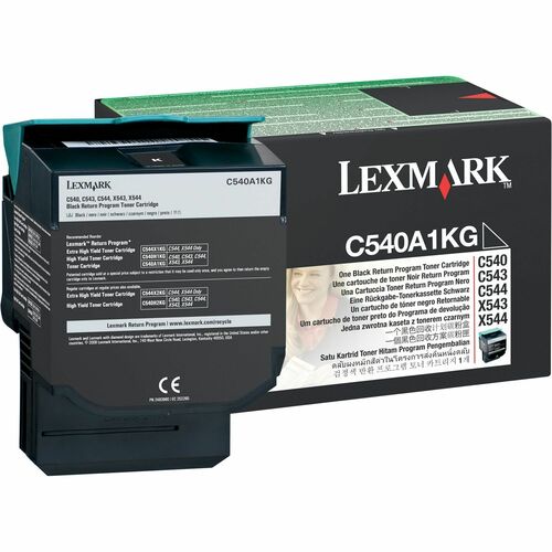 Lexmark LEXC540A1KG Black Toner Cartridge - Laser - Standard Yield - 1000 Page - 1 Each
