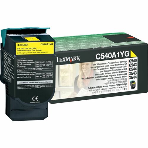 Lexmark LEXC540A1YG Return Yellow Toner Cartridge - Laser - 1000 Page - 1 Each