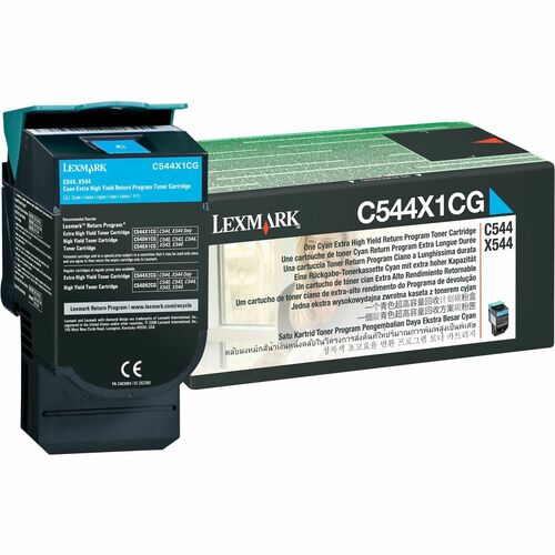 Lexmark LEXC544X1CG Cyan Toner Cartridge - Laser - 4000 Page - 1 Each