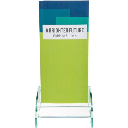 Deflecto DEF775383 Euro-Style Docuholder For Leaflets - 8" Height X 4.5" Width X 3.8" Depth - Clear, Green Edge - Glass, Plastic - 1Each