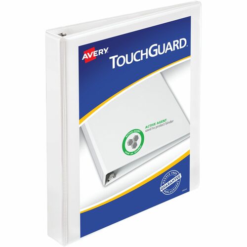 Avery® AVE17141 Touchguard Ring Binder - 1" Binder Capacity - Letter - 8 1/2" X 11" Sheet Size - 3 X Ring Fastener(S) - 4 Internal Pocket(S) - Polypropylene - White - Recycled - 1 Each