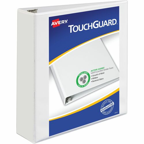 Avery® AVE17143 Touchguard Ring Binder - 2" Binder Capacity - Letter - 8 1/2" X 11" Sheet Size - 3 X Ring Fastener(S) - 4 Internal Pocket(S) - Polypropylene - White - Recycled - 1 Each