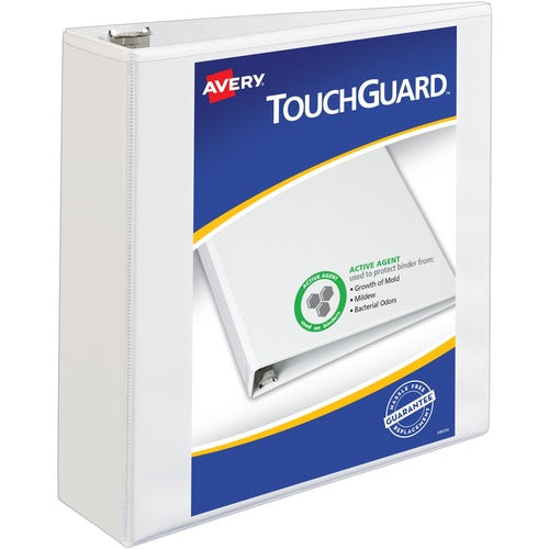 Avery® AVE17144 Touchguard Ring Binder - 3" Binder Capacity - Letter - 8 1/2" X 11" Sheet Size - 3 X Ring Fastener(S) - 4 Internal Pocket(S) - Polypropylene - White - Recycled - 1 Each