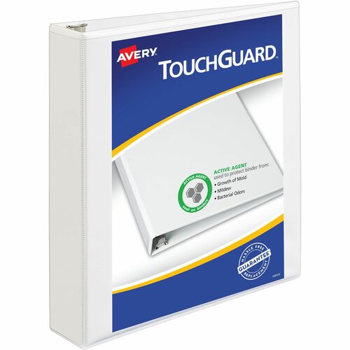 Avery® AVE17142 Touchguard Ring Binder - 1 1/2" Binder Capacity - Letter - 8 1/2" X 11" Sheet Size - 3 X Ring Fastener(S) - 4 Internal Pocket(S) - Polypropylene - White - Recycled - 1 Each