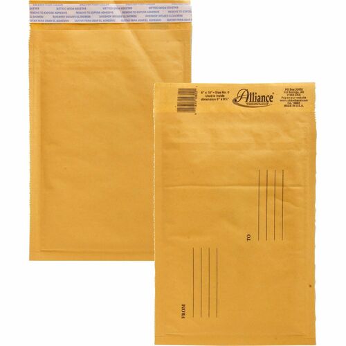 Alliance Rubber ALL10802 Kraft Bubble Mailer - Bubble - #0 - 6" Width X 10" Length - Peel & Seal - Paper - 25 / Carton - Kraft