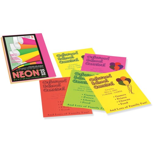 Pacon PAC104331 Neon Bond Paper - Letter - 8.50" X 11" - 24 Lb Basis Weight - 100 / Pack - Assorted