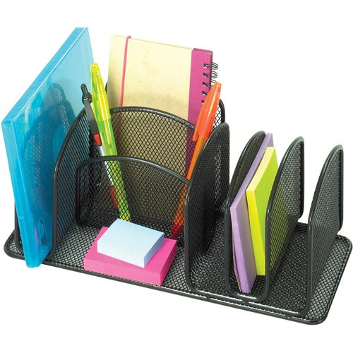 Safco SAF3251BL Deluxe Desktop Organizer - 12.6" Height X 4.3" Width X 4.3" Depth - Black - Steel - 1Each