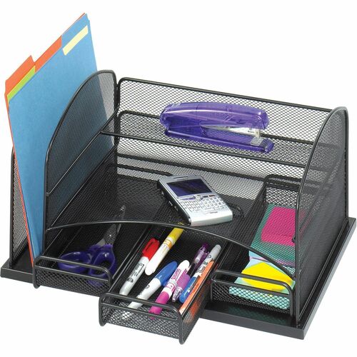 Safco SAF3252BL 3252Bl Desktop Organizer - 3 Drawer(S) - 16" Height X 11.4" Width X 8" Depth - Black - Steel - 1Each