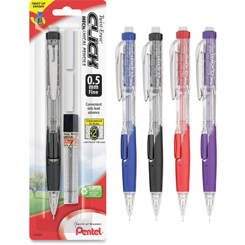 Pentel PENPD275TLEBP .5mm Twist Erase Click Mechanical Pencils