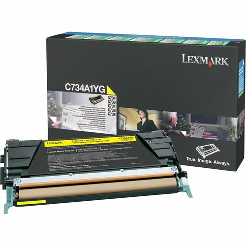 Lexmark LEXC734A1YG Yellow Return Program Toner Cartridge - Laser - Standard Yield - 6000 Page - 1 Each
