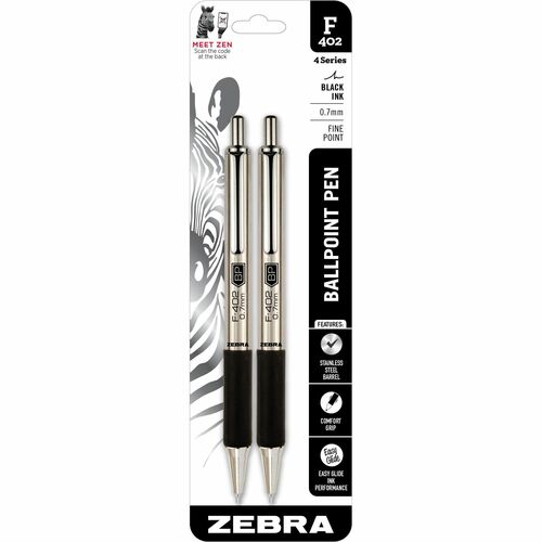 Zebra ZEB29212 STEEL 4 Series F-402 Retractable Ballpoint Pen