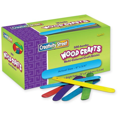 Creativity Street PAC377602 Jumbo Craft Sticks Bright Assortment
