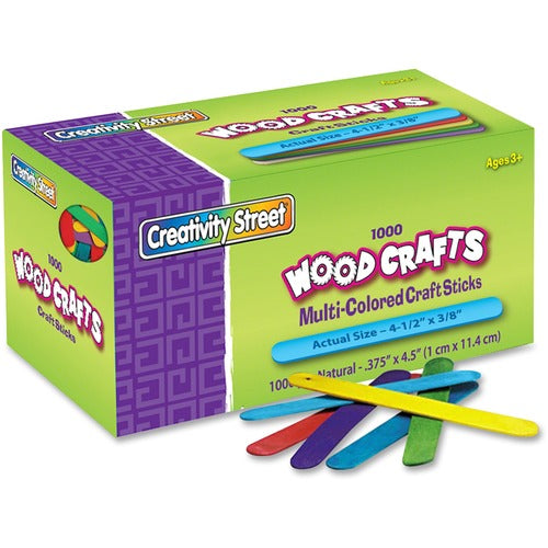 Creativity Street PAC377502 Bright Hues Wood Craft Sticks