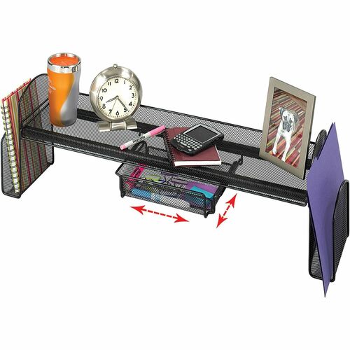 Safco SAF3604BL Onyx Mesh Off Surface Shelf - 10" Height X 31.5" Width X 7.3" Depth - Desktop - Black - 1Each