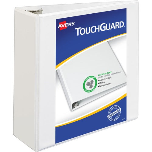 Avery® AVE17145 Touchguard Presentation Binder - 4" Binder Capacity - Letter - 8 1/2" X 11" Sheet Size - 3 X Slant D-Ring Fastener(S) - 4 Internal Pocket(S) - Polypropylene - White - Recycled - 1 Each