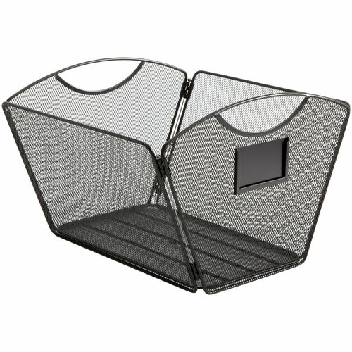 Safco SAF2162BL Onyx Mesh Desktop Tub File Organizer - 9.5" Height X 12.5" Width X 13.8" Depth - Desktop - Black - Steel - 1Each