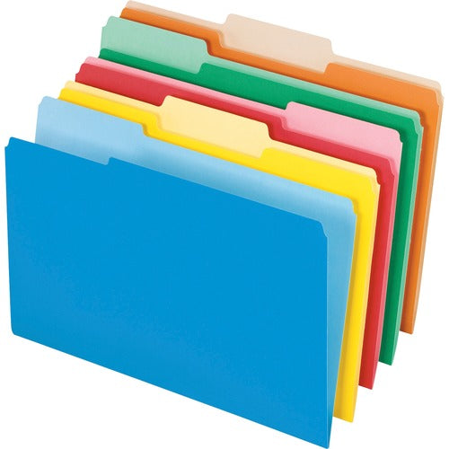 Pendaflex PFX435013ASST 1/3 Tab Cut Legal Recycled Top Tab File Folder