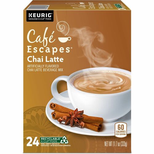 Café Escapes® GMT6805 Chai Latte Single-Serve K-Cup Pods, 24 Count Black Tea K-Cup